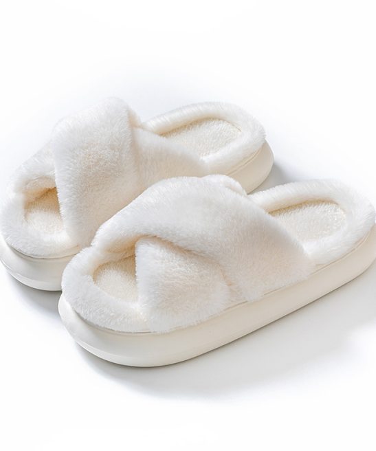 Alternative view of Fairy Fluffy Slippers for Women Indoor Home Thick Sole Non-Slip Versatile Crossed Plush Warm Slippers, Winter Comfort, Cozy Slippers, Soft Footwear, Minimalist Design, Plush Fabric, Durable Construction, Round Toe Slippers, Women's Slippers, Women's Footwear, Family Slippers, Soft Slippers For Women, Platform Slippers, Slippers For Women Winter, Guest Slippers Indoor, Non Slip Slippers