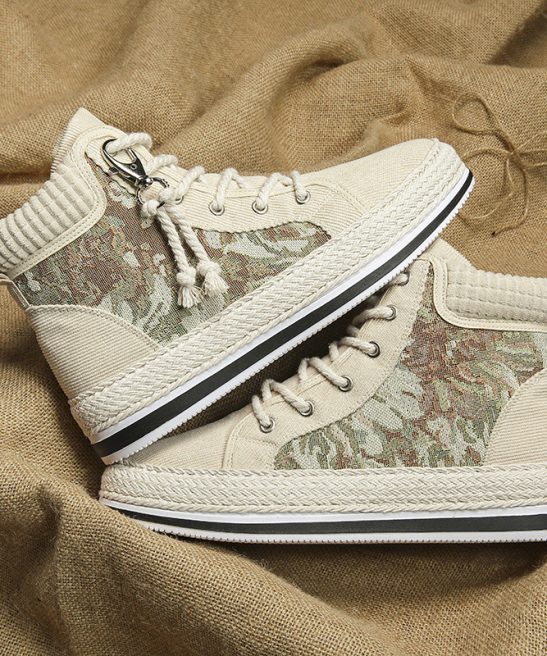 Men'S Casual Shoes Featuring Woven Straw And a High-Top Canvas Design, Inspired by Korean Fashion Trends, Perfect for Year-Round Wear