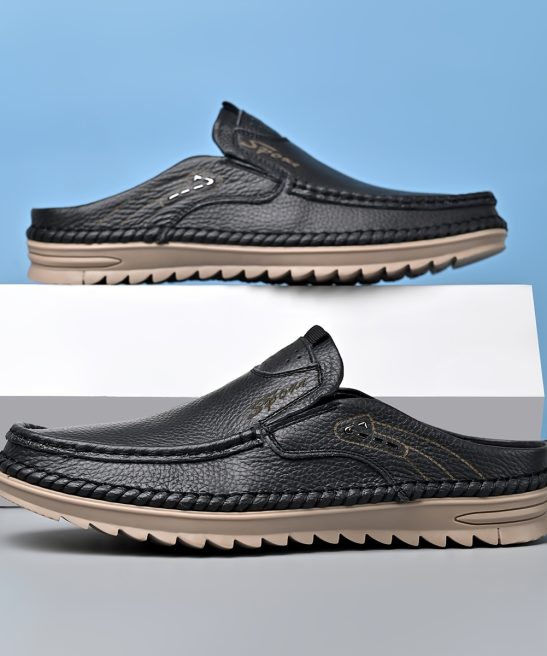 Top-grain Cowhide Upper, 2025 High-end New Men's Semi-enclosed Mule Shoes, Hand-stitched Upper for Enhanced Durability. Available in 3 Colors, Comfortable and Stylish, Breathable and Lightweight Slip-on Men's Sandals. Offered in 10 Sizes for All-day - Image 6