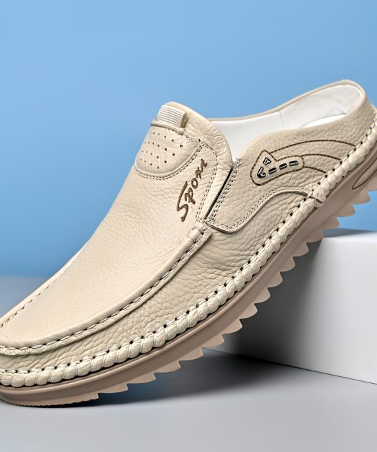 Top-grain Cowhide Upper, 2025 High-end New Men's Semi-enclosed Mule Shoes, Hand-stitched Upper for Enhanced Durability. Available in 3 Colors, Comfortable and Stylish, Breathable and Lightweight Slip-on Men's Sandals. Offered in 10 Sizes for All-day - Image 4