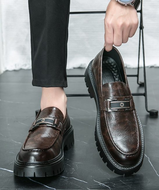 Men'S British Style Slip-On Shoes - Genuine Faux Leather Upper & Non-Slip Rubber Sole, Slip-On Closure for Easy Wear - Formal & Casual Everyday Shoes - All-Season Comfortable Footwear for Office, Semi-Formal Events - Durable & Easy-Clean Design, Office Wear, Sleek Style, Sturdy Build, Professional Attire