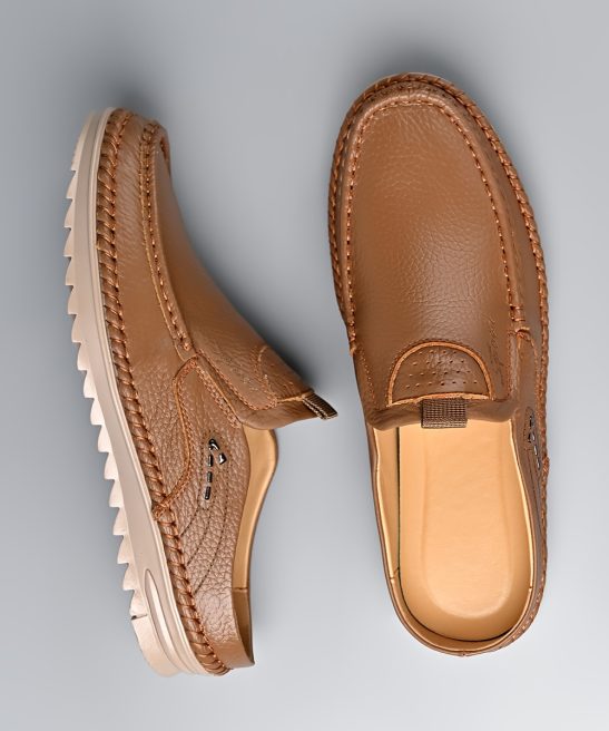 Alternative view of Top-grain Cowhide Upper, 2025 High-end New Men's Semi-enclosed Mule Shoes, Hand-stitched Upper for Enhanced Durability. Available in 3 Colors, Comfortable and Stylish, Breathable and Lightweight Slip-on Men's Sandals. Offered in 10 Sizes for All-day