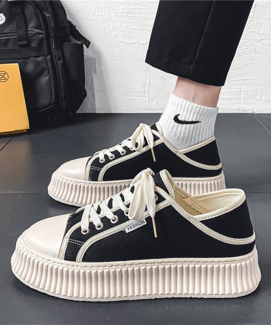 Men's Canvas Shoes Season Breathable Half Slippers Niche Casual Slip-On Thick Sole Step-On Sneakers - Image 3