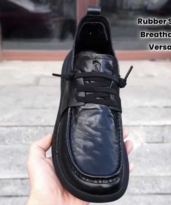 Men'S Genuine Leather Shoes | Optional Velvet, Non-Slip Slip-Onu002FLace-Up Closure, Breathable Low-Top Design, Thickened Cushioning EVA Insole, Non-Slip Rubber Sole - Suitable for Office All-Season Business Casual Shoes - Image 3