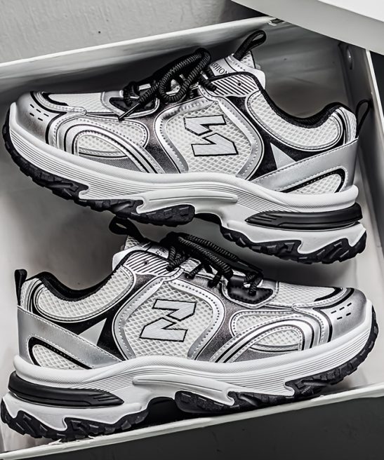 Breathable Men'S Casual Sneakers, Suitable for Comfortable Wear for All Year Round, Lace-Up Design, Low Top, Road Running Shoes, Suitable for All Seasons, Traveling, Running, Outdoor, Skateboarding Shoes, Shoes for Men, Men Shoes - Image 5