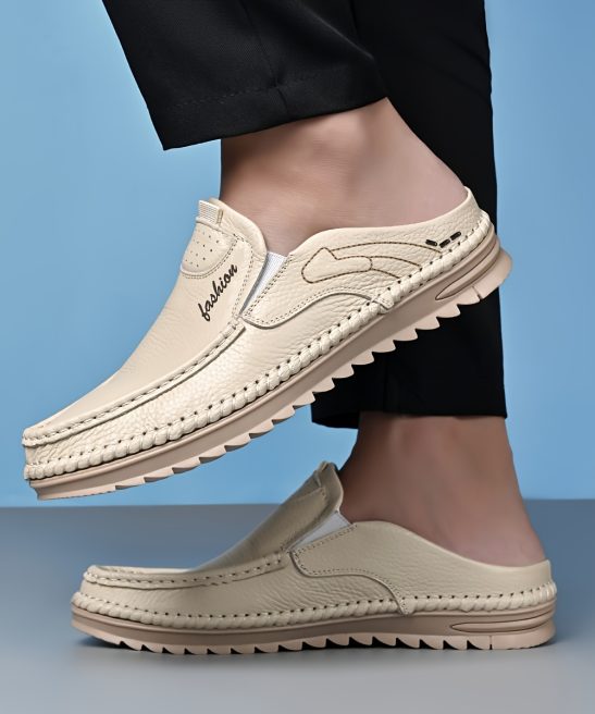 Top-grain Cowhide Upper, 2025 High-end New Men's Semi-enclosed Mule Shoes, Hand-stitched Upper for Enhanced Durability. Available in 3 Colors, Comfortable and Stylish, Breathable and Lightweight Slip-on Men's Sandals. Offered in 10 Sizes for All-day