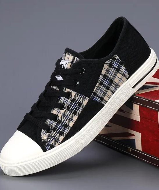 Men's Canvas Sneakers, Men's Shoes, Lightweight Height-increasing Patchwork Student Trendy Casual Running Shoes, Low-top Sports Shoes - Image 4