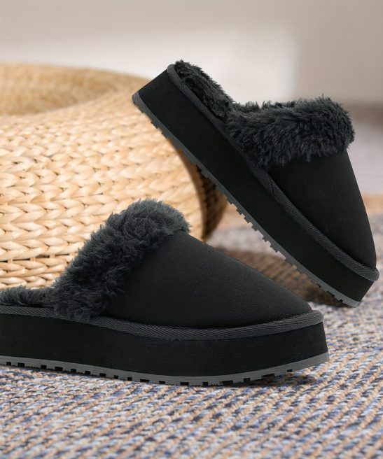 Men'S Winter Slippers, Stylish And Warm Lined Indoor And Outdoor Footwear, Non-Slip Fluffy Soft Home Slippers - Image 3