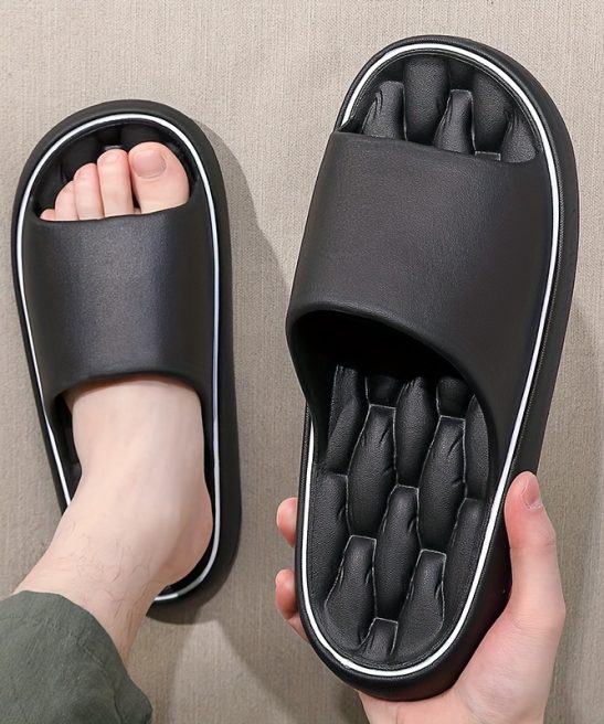 Men's Large Size Black EVA Slippers- Non-Slip Quick-Dry Breathable Open-Toe Design, Ergonomic Comfort with Arch Support and Cushioning Insole, All-Season Indoor and Outdoor Home Training Shoes, Lightweight and Durable PU Sole Fabric Lining, Sports, Soft Slippers for Women, Slippers for Men Non Slip, Men Slippers High Quality, Fall Slippers, Slipper Boots, Quickdry Footwear, Sporty Slippers, Casual Footwear, Cushioned Insole, Slipresistant Footwear, Supportive Footwear,