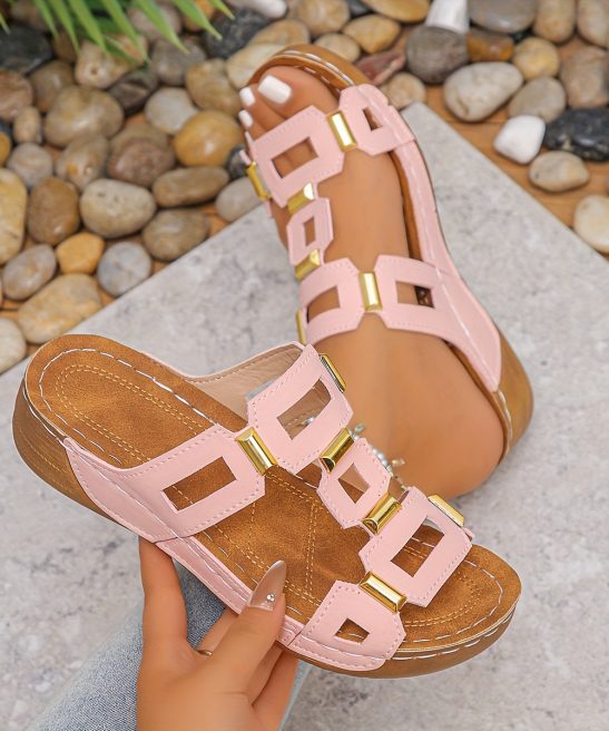 Colorful Metal Buckle Comfortable Thick-Soled Sandals, Women Shoes - Image 9