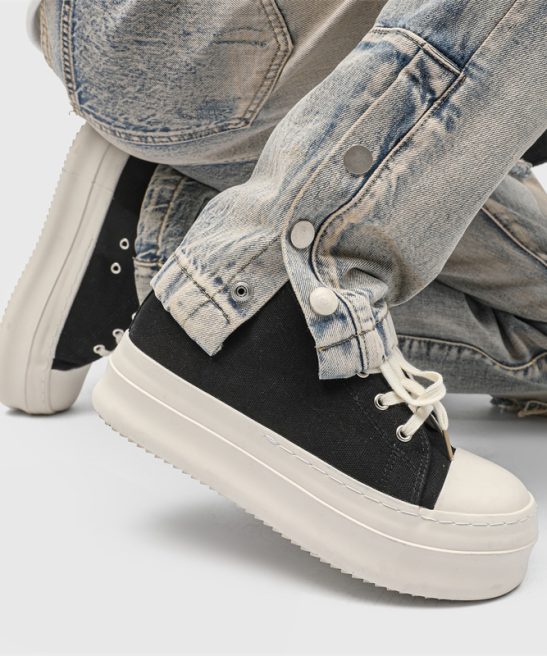 Men's Height Increase Thick Platform Sneakers - Upper & Sole, Cushioning, Low-Top Mid-Top Lace-Up Round Toe for Casual Athletic Wear, - Comfortable Height Shoes Suitable for High Street Style - Image 3