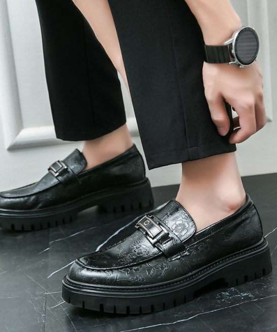 Men'S British Style Slip-On Shoes - Genuine Faux Leather Upper & Non-Slip Rubber Sole, Slip-On Closure for Easy Wear - Formal & Casual Everyday Shoes - All-Season Comfortable Footwear for Office, Semi-Formal Events - Durable & Easy-Clean Design, Office Wear, Sleek Style, Sturdy Build, Professional Attire - Image 3