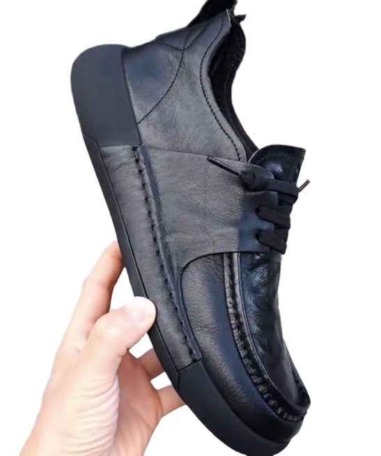 Men'S Genuine Leather Shoes | Optional Velvet, Non-Slip Slip-Onu002FLace-Up Closure, Breathable Low-Top Design, Thickened Cushioning EVA Insole, Non-Slip Rubber Sole - Suitable for Office All-Season Business Casual Shoes - Image 7