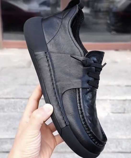 Men'S Genuine Leather Shoes | Optional Velvet, Non-Slip Slip-Onu002FLace-Up Closure, Breathable Low-Top Design, Thickened Cushioning EVA Insole, Non-Slip Rubber Sole - Suitable for Office All-Season Business Casual Shoes - Image 5