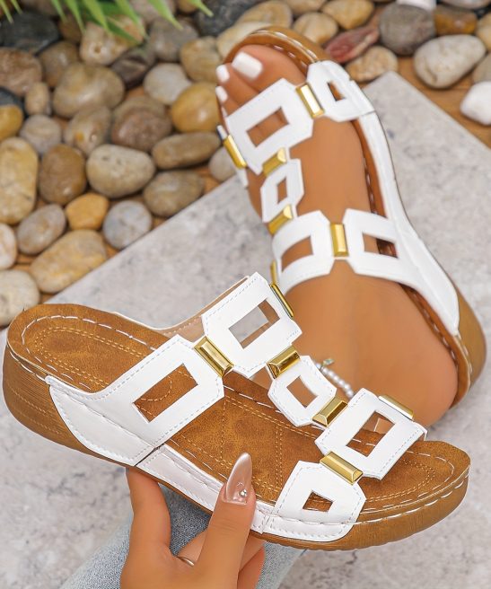 Colorful Metal Buckle Comfortable Thick-Soled Sandals, Women Shoes - Image 5