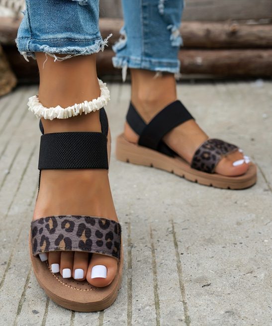 Leopard Print Flat Sandals, Comfortable And Versatile Open-Toe Roman Shoes., Women Shoes - Image 13