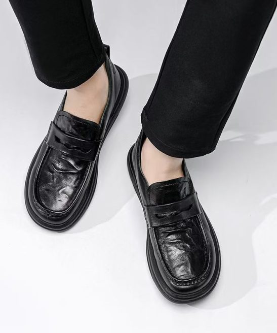 Genuine Leather Men's Shoes, Comfortable Slip-on Loafers, Stylish Casual Moccasins - Image 7