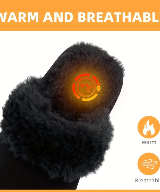 Men'S Winter Slippers, Stylish And Warm Lined Indoor And Outdoor Footwear, Non-Slip Fluffy Soft Home Slippers - Image 4