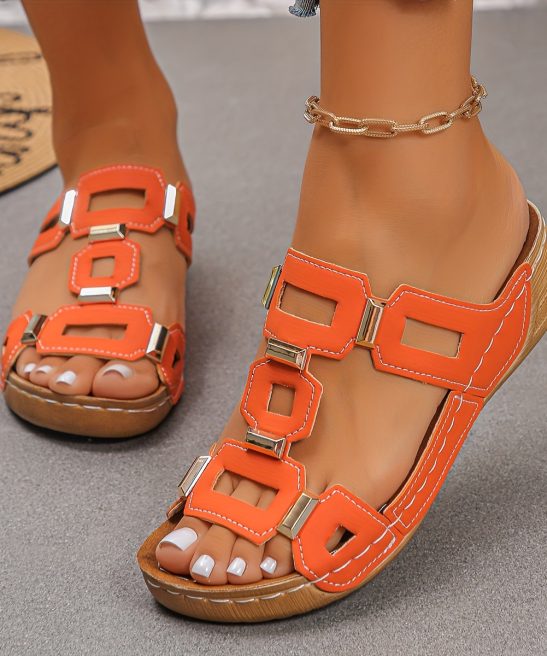 Colorful Metal Buckle Comfortable Thick-Soled Sandals, Women Shoes - Image 14