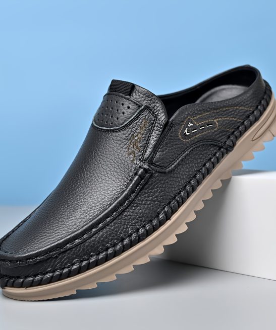 Top-grain Cowhide Upper, 2025 High-end New Men's Semi-enclosed Mule Shoes, Hand-stitched Upper for Enhanced Durability. Available in 3 Colors, Comfortable and Stylish, Breathable and Lightweight Slip-on Men's Sandals. Offered in 10 Sizes for All-day - Image 7