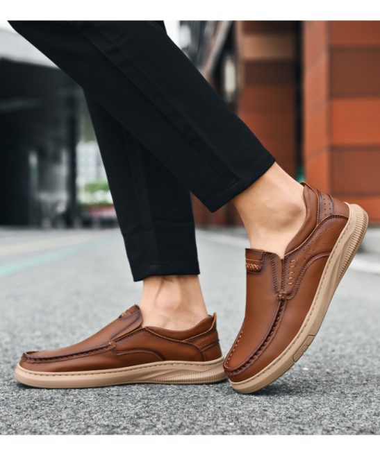 Shoes for Men Spring And Summer Casual Men's Shoes: Doudou Shoes, Comfortable Leather Lazy Shoes, Lace-up Shoes, Driving Shoes, Business Casual Shoes - Image 4