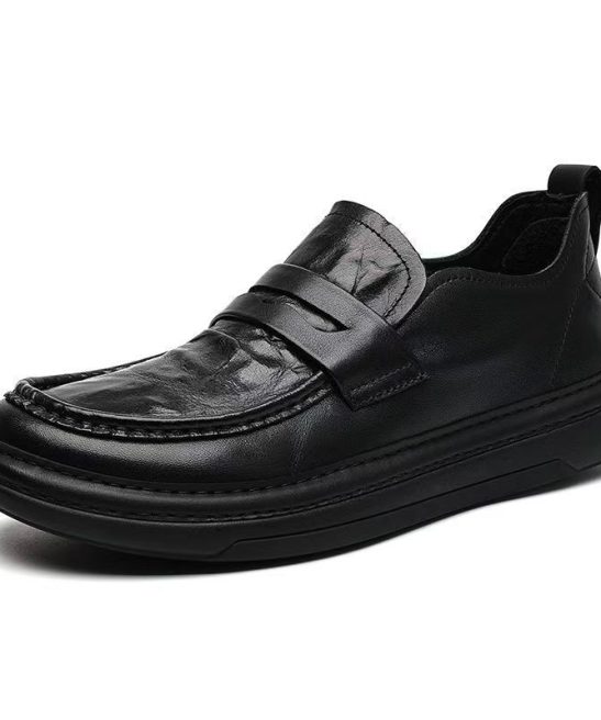 Genuine Leather Men's Shoes, Comfortable Slip-on Loafers, Stylish Casual Moccasins - Image 5