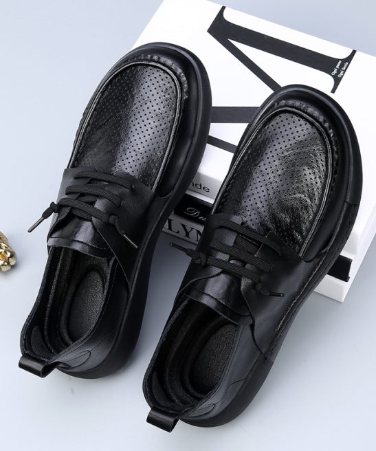 Men'S Genuine Leather Shoes | Optional Velvet, Non-Slip Slip-Onu002FLace-Up Closure, Breathable Low-Top Design, Thickened Cushioning EVA Insole, Non-Slip Rubber Sole - Suitable for Office All-Season Business Casual Shoes - Image 8
