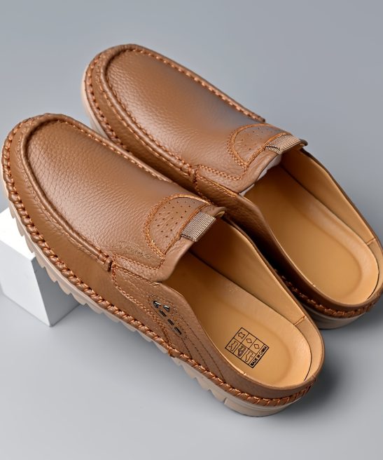 Top-grain Cowhide Upper, 2025 High-end New Men's Semi-enclosed Mule Shoes, Hand-stitched Upper for Enhanced Durability. Available in 3 Colors, Comfortable and Stylish, Breathable and Lightweight Slip-on Men's Sandals. Offered in 10 Sizes for All-day - Image 5