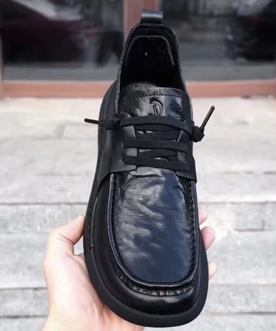 Men'S Genuine Leather Shoes | Optional Velvet, Non-Slip Slip-Onu002FLace-Up Closure, Breathable Low-Top Design, Thickened Cushioning EVA Insole, Non-Slip Rubber Sole - Suitable for Office All-Season Business Casual Shoes