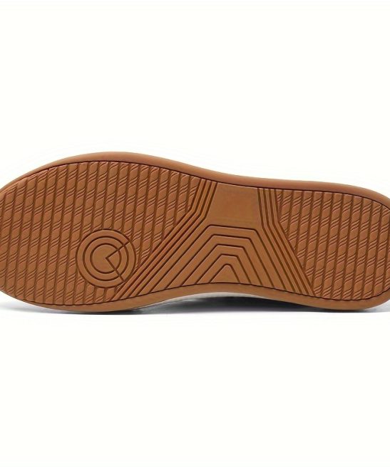 Men'S Genuine Leather Casual Fashion Sneakers, Preppy Sports Style, Solid Color, All-Season, Lace-Up Low Top Shoes with Round Toe, Rubber Sole, Synthetic Insole, for Hiking, Outdoor, Daily & Casual Wear - Image 6
