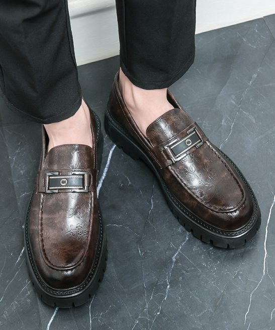 Alternative view of Men'S British Style Slip-On Shoes - Genuine Faux Leather Upper & Non-Slip Rubber Sole, Slip-On Closure for Easy Wear - Formal & Casual Everyday Shoes - All-Season Comfortable Footwear for Office, Semi-Formal Events - Durable & Easy-Clean Design, Office Wear, Sleek Style, Sturdy Build, Professional Attire