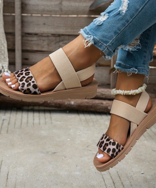 Leopard Print Flat Sandals, Comfortable And Versatile Open-Toe Roman Shoes., Women Shoes - Image 16