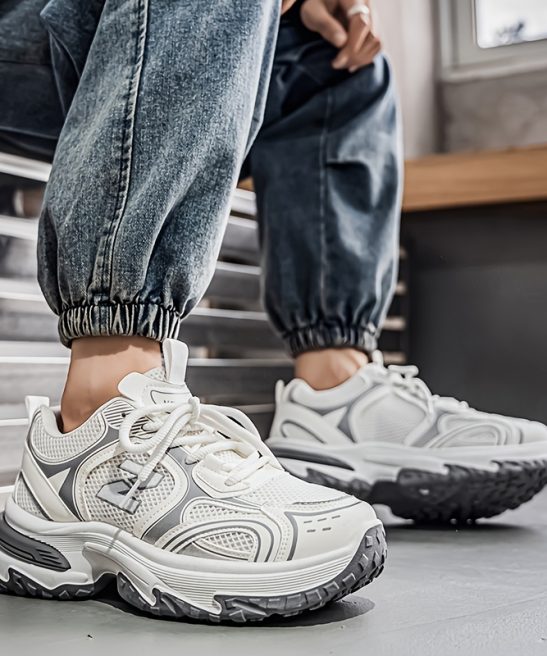 Breathable Men'S Casual Sneakers, Suitable for Comfortable Wear for All Year Round, Lace-Up Design, Low Top, Road Running Shoes, Suitable for All Seasons, Traveling, Running, Outdoor, Skateboarding Shoes, Shoes for Men, Men Shoes