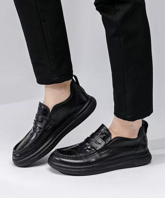 Genuine Leather Men's Shoes, Comfortable Slip-on Loafers, Stylish Casual Moccasins - Image 9